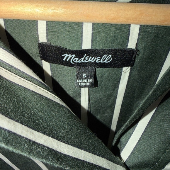 Madewell Dark Green and White Striped Button-Up Shirt - Picture 6 of 8